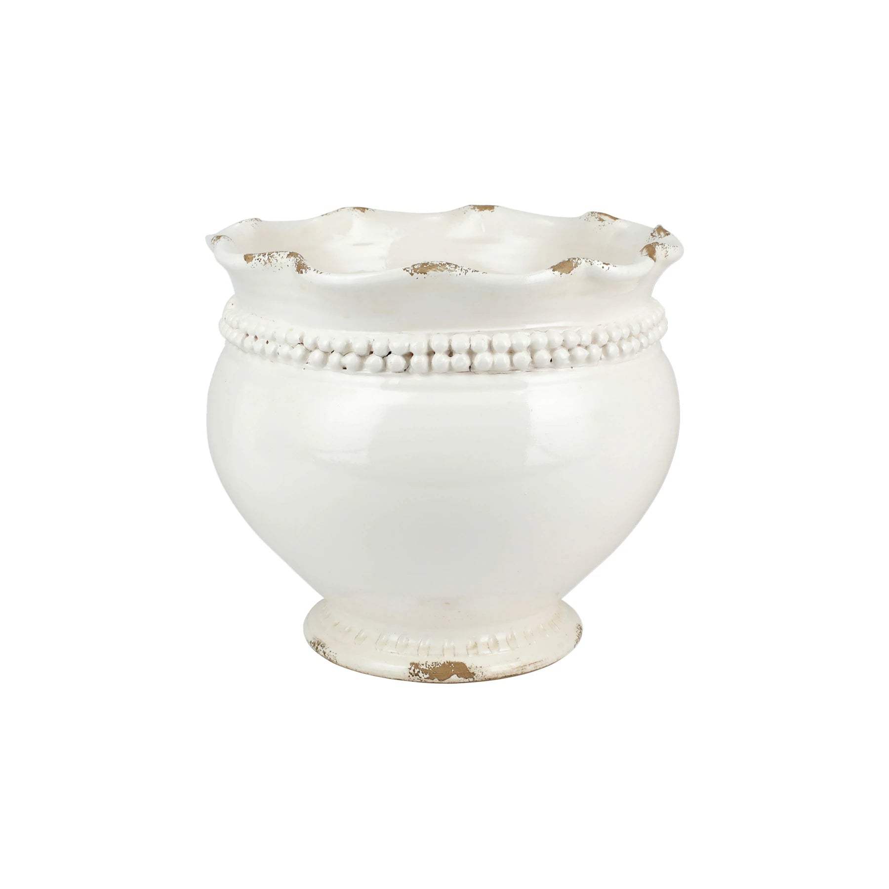 Rustic Garden Linen Dotted Round Planter