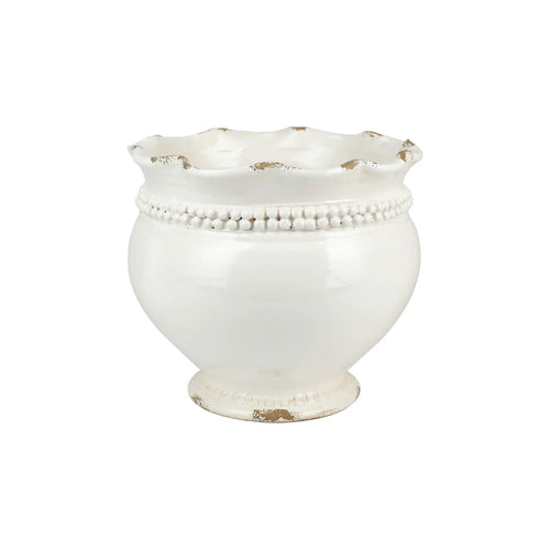 Rustic Garden Linen Dotted Round Planter